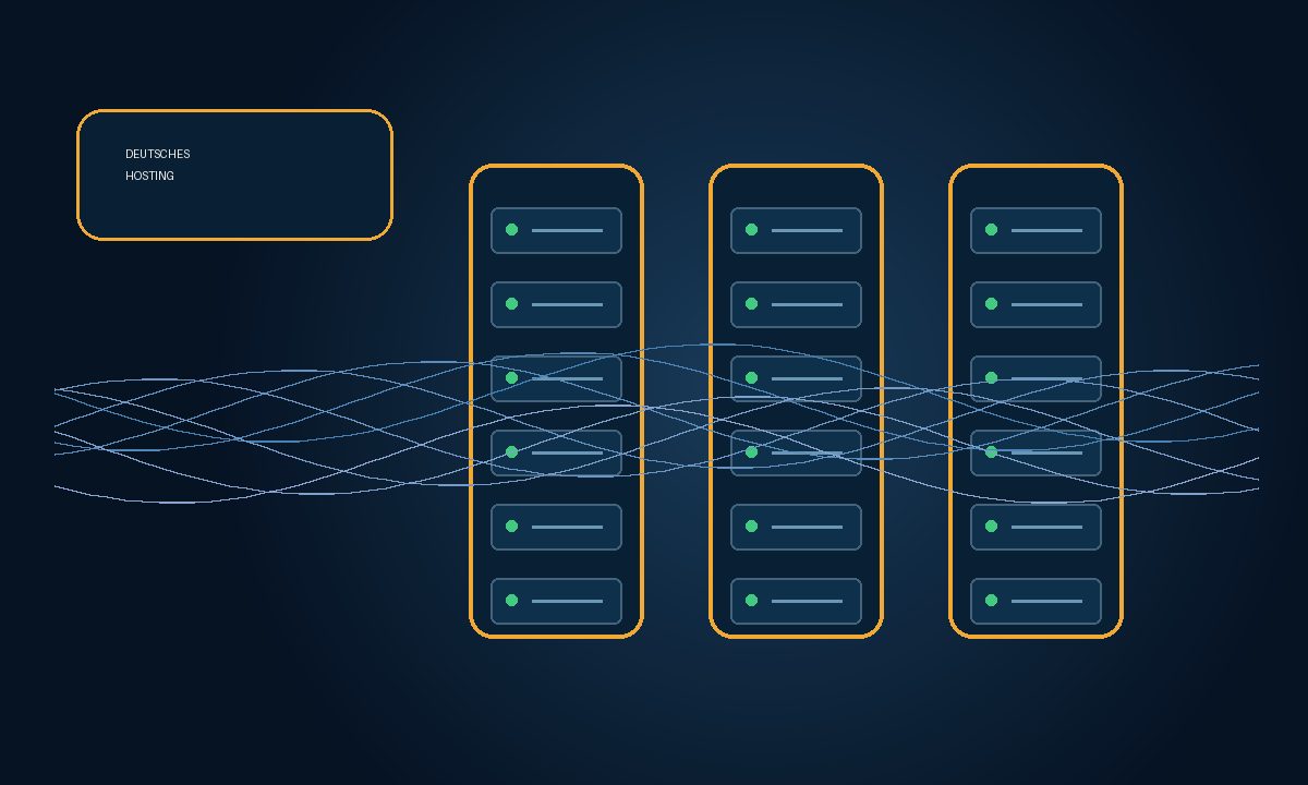 Illustration deutscher Server und sicherer Hosting-Infrastruktur