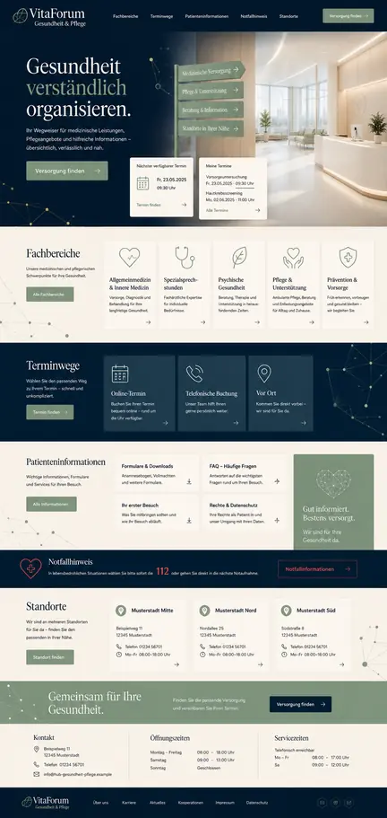 Individuelles Website-Mockup für VitaForum Gesundheit & Pflege