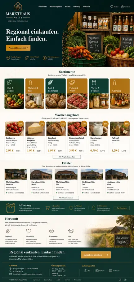 Individuelles Website-Mockup für Markthaus Mitte