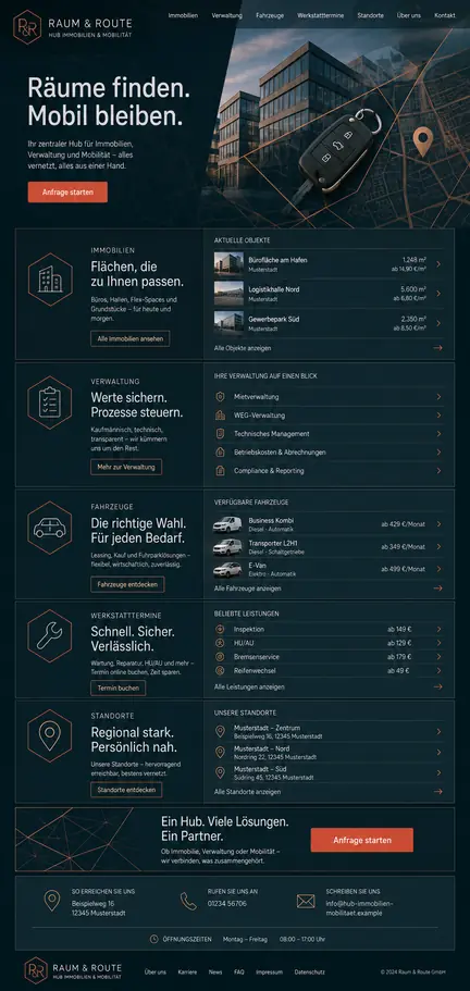 Individuelles Website-Mockup für Raum & Route