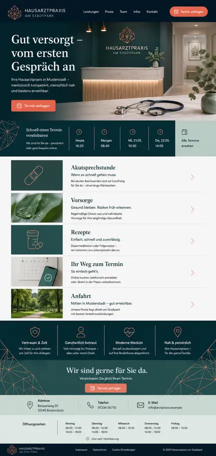 Individuelles Website-Mockup für Hausarztpraxis am Stadtpark