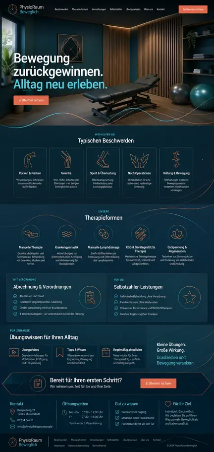 Individuelles Website-Mockup für PhysioRaum Beweglich