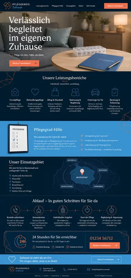 Individuelles Website-Mockup für Pflegekreis Zuhause