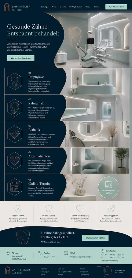 Individuelles Website-Mockup für Zahnatelier am Tor
