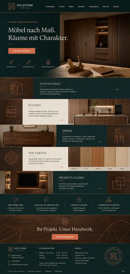 Individuelles Website-Mockup für Holzform Schreinerei