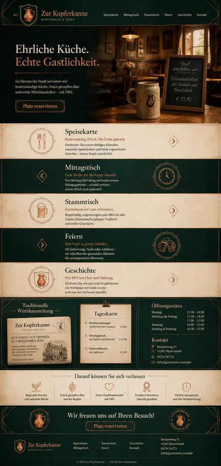 Individuelles Website-Mockup für Zur Kupferkanne