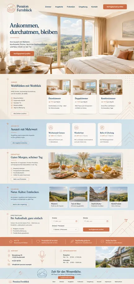 Individuelles Website-Mockup für Pension Fernblick