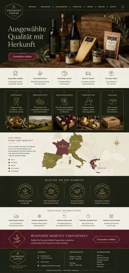 Individuelles Website-Mockup für Feinkost Kontor