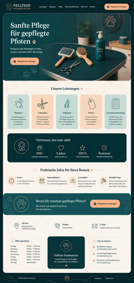 Individuelles Website-Mockup für Fellfein Hundesalon