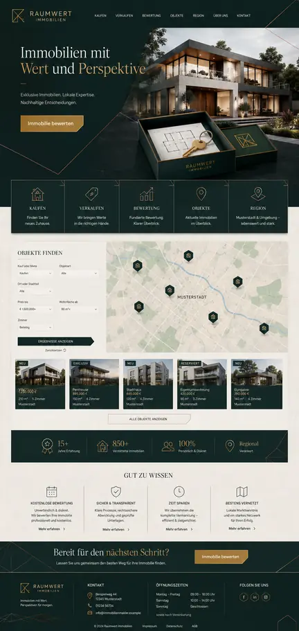 Individuelles Website-Mockup für Raumwert Immobilien