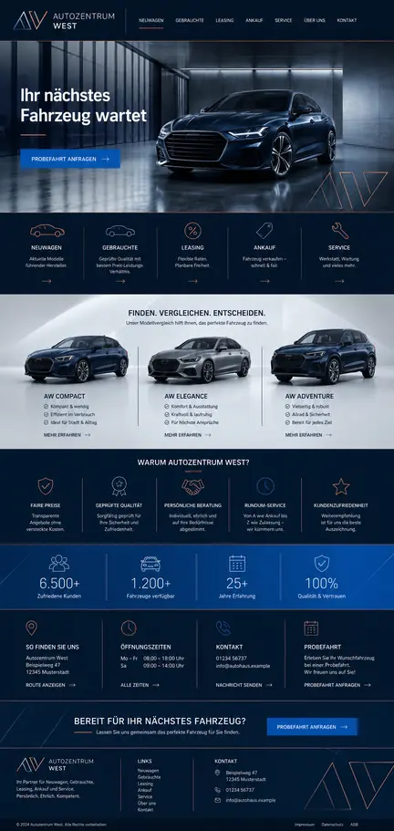 Individuelles Website-Mockup für Autozentrum West