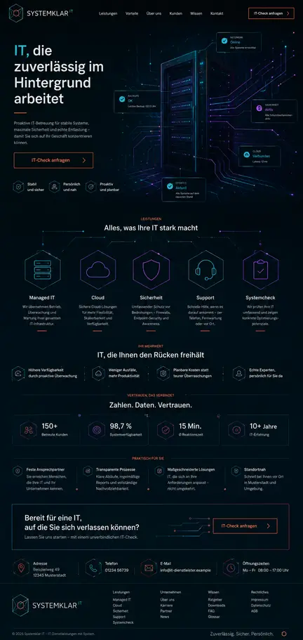 Individuelles Website-Mockup für Systemklar IT