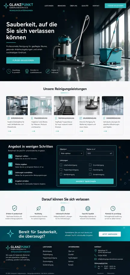Individuelles Website-Mockup für Glanzpunkt Gebäudeservice