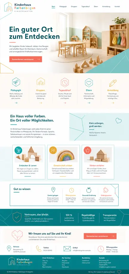 Individuelles Website-Mockup für Kinderhaus Farbenbogen