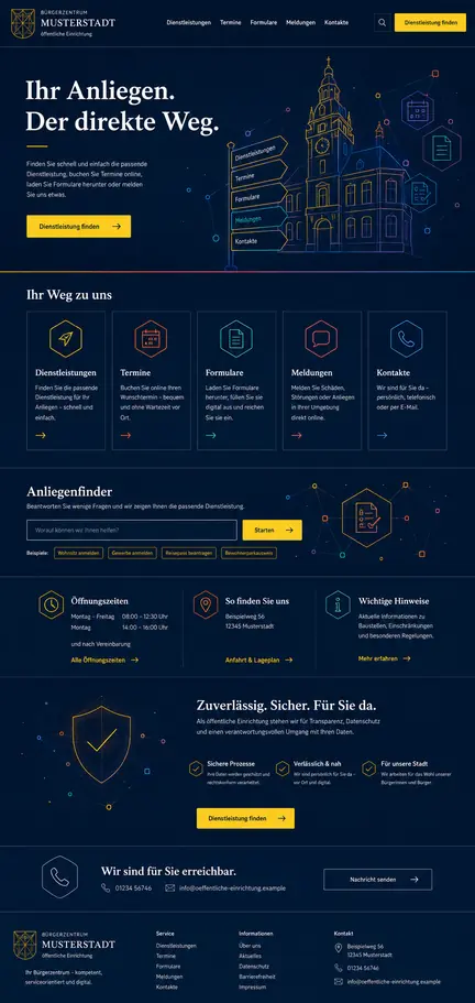 Individuelles Website-Mockup für Bürgerzentrum Musterstadt